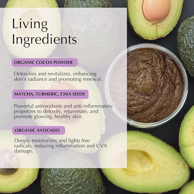 SHIMMER CHEF Cacao Crème Face & Neck Plaster | Fresh Avocado Oils Restore Softness & Elasticity | Skin Becomes Supple & Radiant | A Mood-Lifting Ritual for Balance & Vitality | 2.5 oz