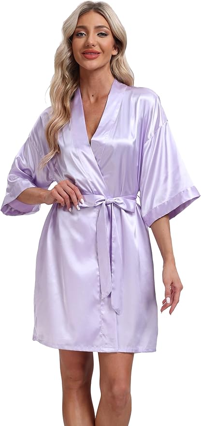 Women's Pure Short Silky Robes Bridesmaid Bride Party Satin Robes Sleepwear