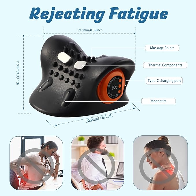Neck Massager for Pain Relief,Portable Electric Massage Pillow with Heat,Deep Tissue Relaxation for Neck,Shoulders,Back,Perfect for Home, Office,Travel