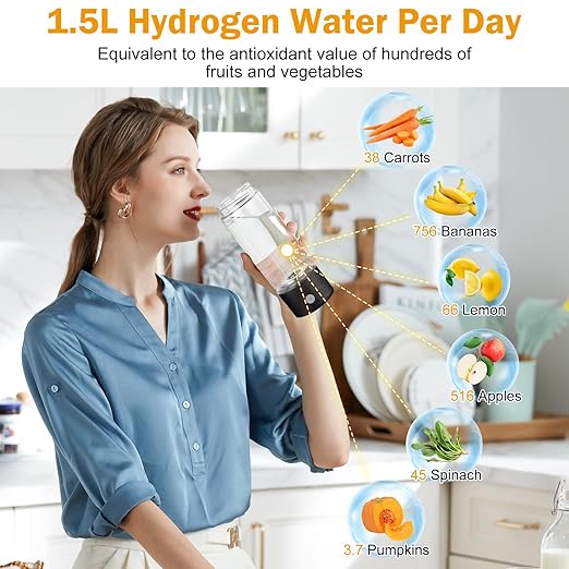 Upgrade Hydrogen Water Bottle, Hydrogen Water Generator with Advanced SPE PEM Tech, High-Efficiency Portable 420ml Water Ionizer 14OZ Hydro Water Machine for Office,Travel,Fitness & Everyday Hydration
