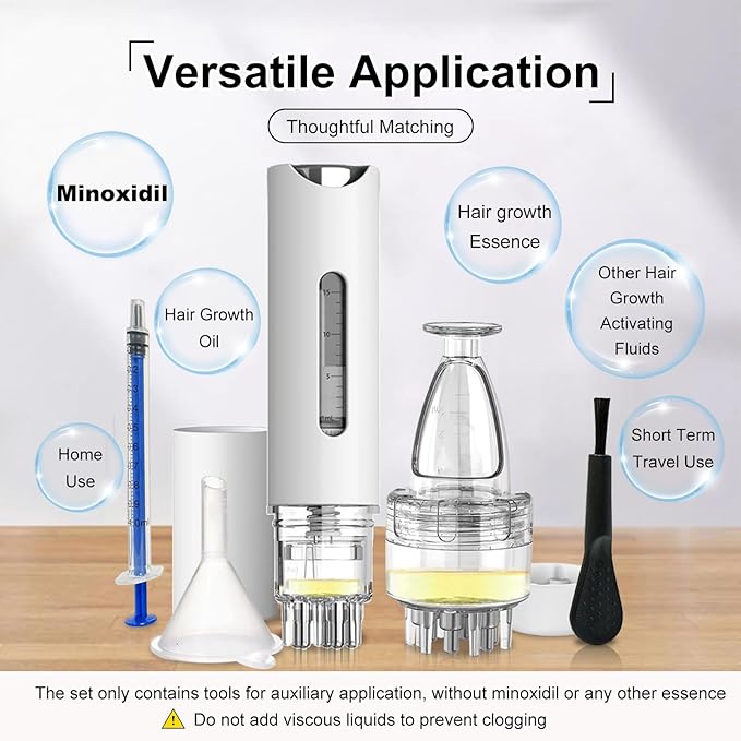 Scalp Applicator Comb,2Pcs Minoxidil Applicator Comb Set,Minoxidil Serum Liquid Massager To Promote Hair Growth,Roller Ball Scalp Massage Comb(White)