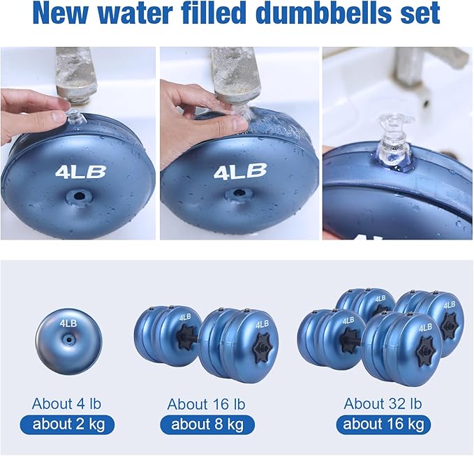 Water Filled Dumbbells Set - Water Filled Weights - Portable Travel Weights - Weights Adjustable Dumbbells - Portable Fitness Equipment - Strength Training - Fitness and Shaping