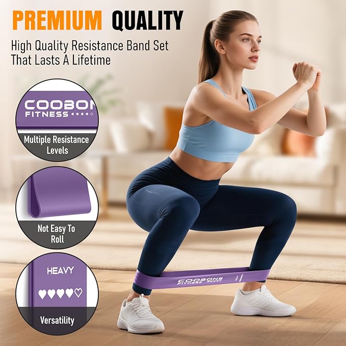 Resistance Bands for Working Out, Exercise Bands Resistance Bands Set with 5 Resistance Levels, Latex Loop Bands for Women Men, Workout Bands for Legs, Glutes, Strength Training, Yoga, Home Gym