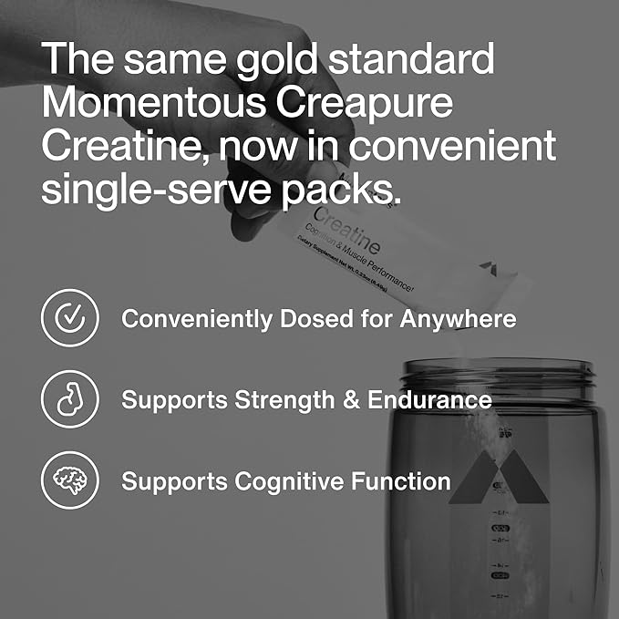 Momentous Creatine Monohydrate Powder - Creapure Creatine Powder - Supports Strength, Lean Muscle, & Recovery for Men & Women - NSF Certified for Sport - 5 g per Serving - 15 Servings