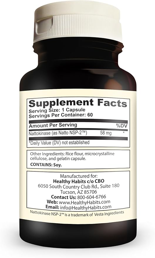Healthy Habits Nattokinase NSP2 High Potency Cardiovascular Health Supplement 60 Count