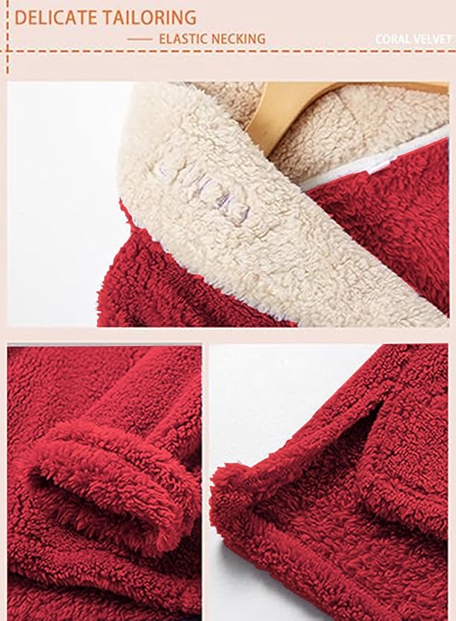 Peaceglad Mens Fluffy Coral Fleece Pajamas Set Pullover Pants Loose Plush Warm Loungewear Sleepwear