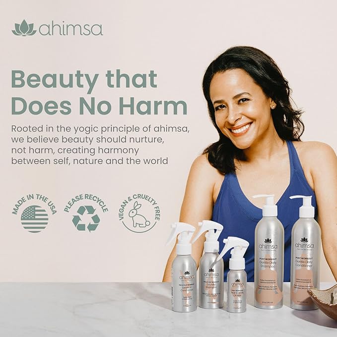 Ahimsa Non Aerosol Dry Shampoo Mist Spray 120ml - Post Workout Dry Shampoo Spray for Women Natural No White Residue, Volumizing Refreshing Hair Care, Effectively Absorbs Oil and Sweat, Jasmine Aroma