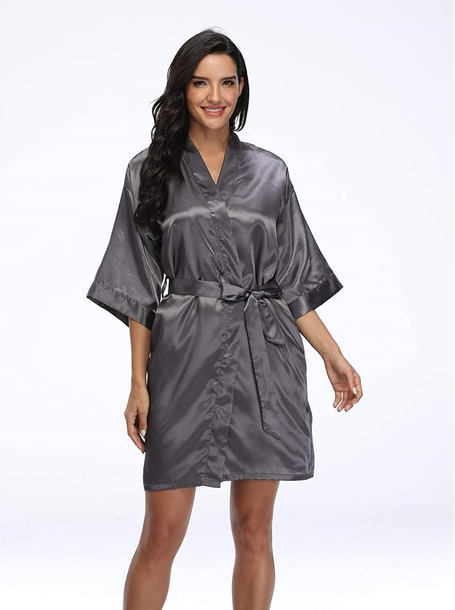 Women's Pure Short Silky Robes Bridesmaid Bride Party Satin Robes Sleepwear