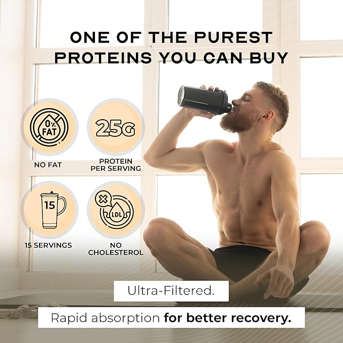 Muscle Feast Grass-Fed Whey Protein Isolate, All Natural Hormone Free Pasture Raised, Whey Isolate Protein Powder for Men and Women, Clean, Gluten-Free, Delicious Isolate Protein - Vanilla, 1lb