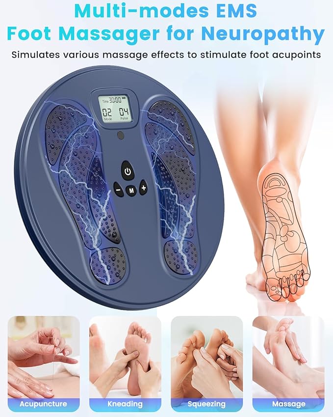 Rechargeable Foot Massager for Neuropathy, TENS & EMS Circulation Stimulator with Remote Control, 50 Intensities โ Foot Leg Massager for Circulation and Pain Relief