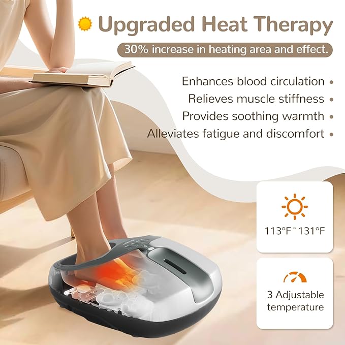 Howdy Cooling and Heating Foot Massager for Feet, Size 13 - Shiatsu Massage with Remote Control, Relief Plantar Fasciitis & Swollen Feet, 2025 Christmas Gift for Her/Him (30% Larger Heat Area)