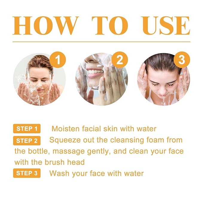 Turmeric Face Wash with Brush, Turmeric Foaming Face Cleanser & Face Serum, Deep Cleansing Exfoliating Moisturizing for Women, All Skin (2,Combo)