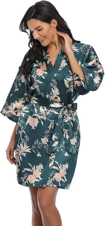 Women's Pure Short Silky Robes Bridesmaid Bride Party Satin Robes Sleepwear