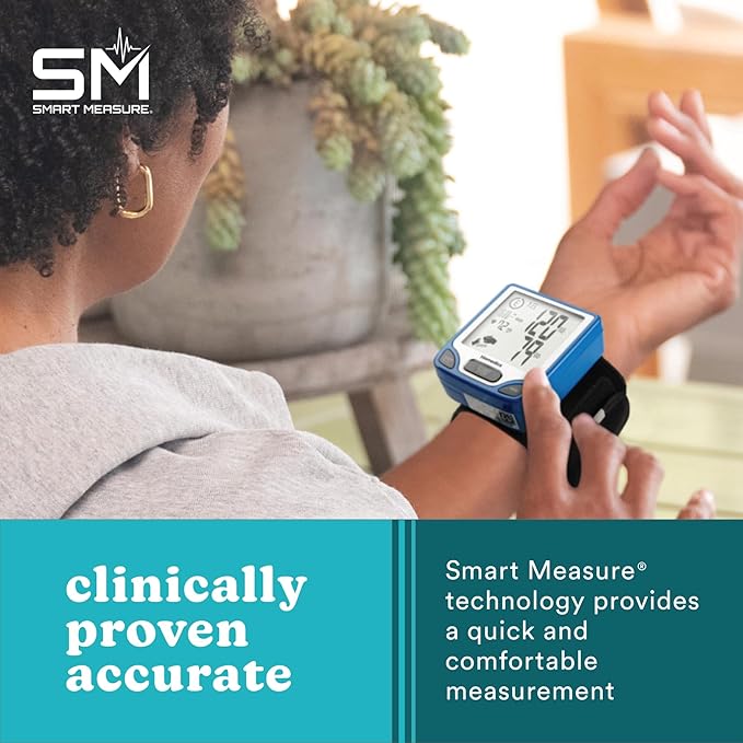 Homedics Blood Pressure Monitor, Automated Wrist Blood Pressure Machine for Home use with Easy One-Touch Operations. Stores up to 120 Readings (60 Readings per 2 Users). Cuff and Storage Case Included