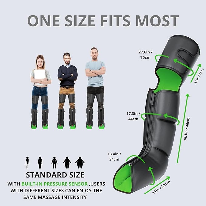 Leg Compression Massager with Heat for Circulation and Pain Relief, 3-in-1 Foot, Calf & Thigh Recovery System, Compression Boots for Lymphedema, Swollen Legs & Edema