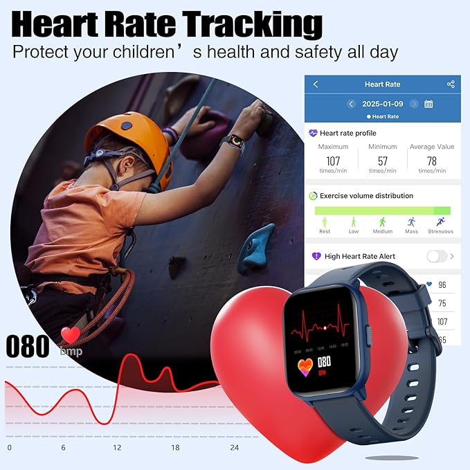 Kids Watch for Girls Boys with IP68 Waterproof, Girls Watch with 19 Sports Modes, Sleep Tracking, Pedometer, Stopwatch, Kids Activity Tracker, Birthday Gifts for Girls Age 6-15 Years Old