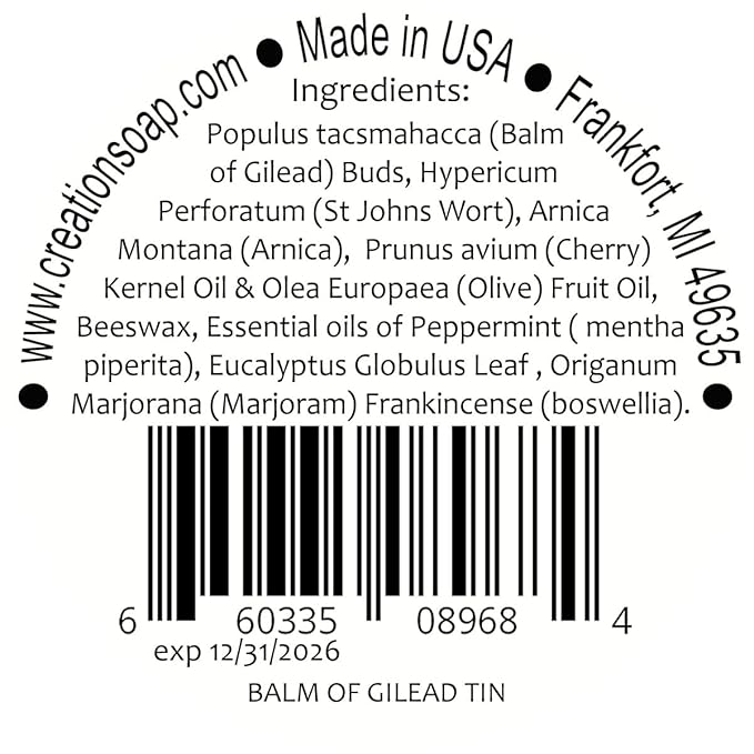 Creation Farm Balm of Gilead Salve - Large 4 Oz Tin - All Botanical Balm of Gilead Bud Ointment, Todos Bálsamo de Galaad pomada botánico