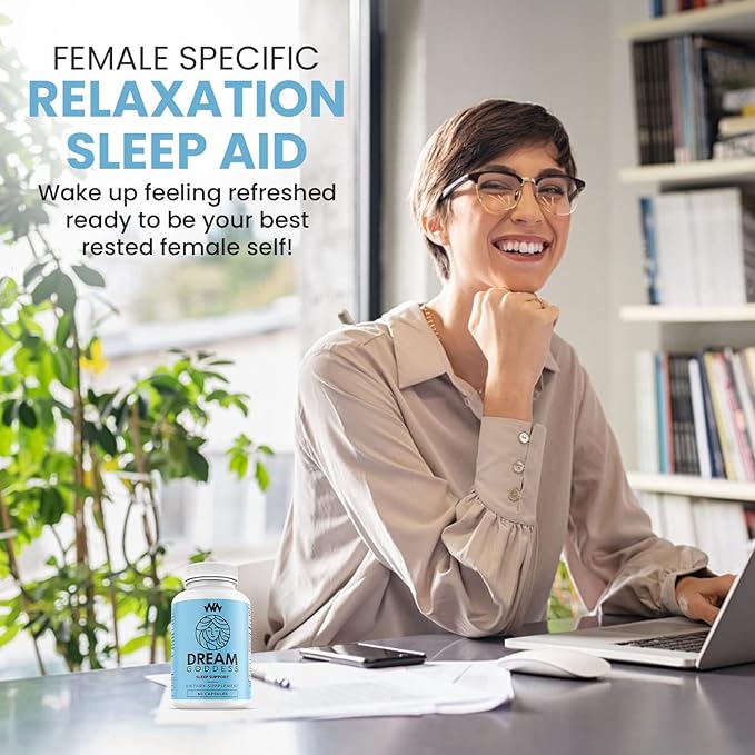 Womens Sleep Support Supplement | Female Specific Relaxation Sleep Aid | Dream Goddess | Calm Mind | Enhance Rest Support Vitamin