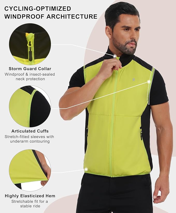 Little Donkey Andy Men's Water-resistant Outerwear Vests, Stretch Windproof Vest for Cycling, Running, Golf