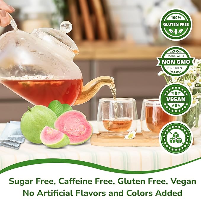 VIDA FARM 75 Premium Guava Leaf Tea Bags, Zero Sugar Tea, Handpicked, 100% Pure and Natural Guava Leaves, Non-GMO, No Caffeine, Gluten-Free, Vegan