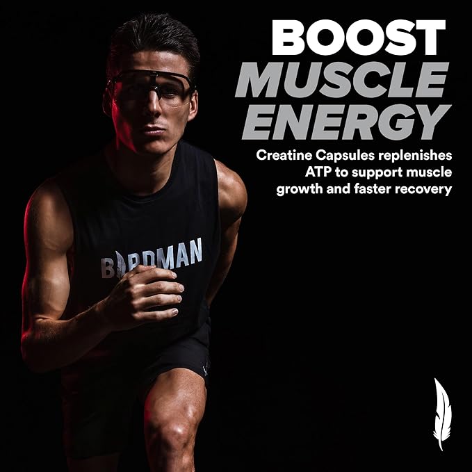 BIRDMAN Micronized Creatine Monohydrate Capsules for Muscle Growth & Recovery, Pre & Post Workout, Vegan Creatine, Caffeine Free, Gluten Free, Sugar Free | 25 Servings | 125 Capsules
