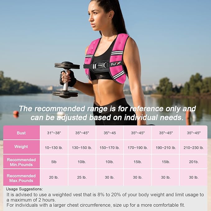 FUFF Weighted Vest Woman, 5/10/12/15/20/25/30 LB Womens Weight Vest for Walking, Strength Training Weight Vests for Female Men, Reflective Stripe Fitness Body Vest for Workout Running Jogging