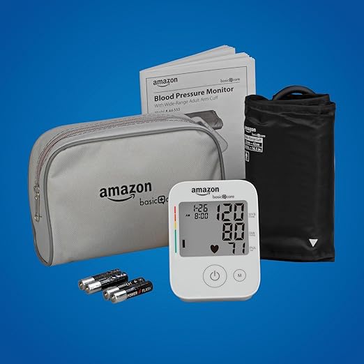 Amazon Basic Care Blood Pressure Monitor, Wide Range Arm Cuff with Intelligent Inflation Technology, Large (Previously Healthwise)