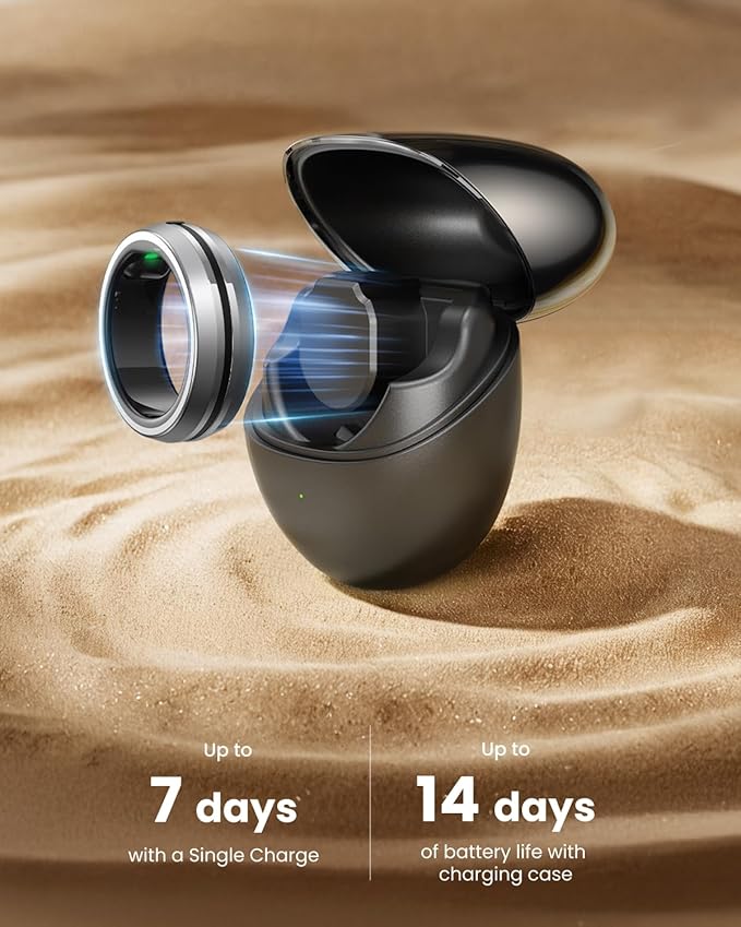RENPHO Lynx Smart Ring, Size First with Sizing Kit, 7-Day Battery Life, Titanium, Waterproof, Subscription-Free App (Silver, Size 7)