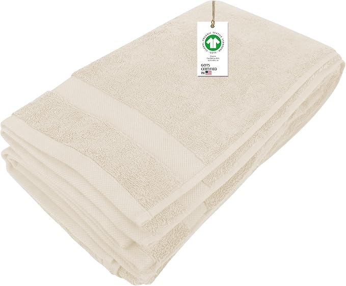 Delara 100% Organic Cotton Towels 650 GSM Plush Feather Touch Quick Dry Bath Sheet, GOTS Certified, Oeko-Tex Green Certified, Organic Cotton Bath Sheet, 36"X70"