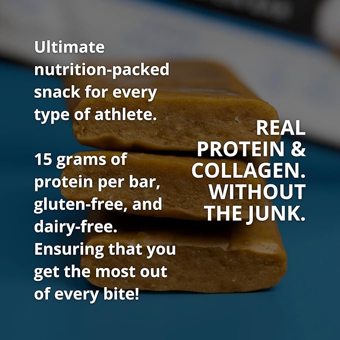 Collagen Protein Bars (Box of 12),15G protein, Gluten Free, Dairy Free, MCT oil, No Sugar or Artificial Ingredients Added, No Sugar Alcohols, Low Net Carb, High Fiber Healthy Snack Bar. (Lemon Coconut)