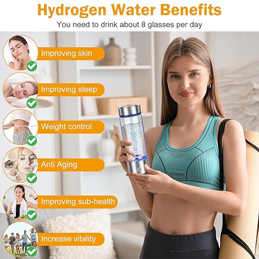 2025 Upgrade Hydrogen Water Bottle, Hydrogen Water Generator with Advanced SPE PEM Technology, 420ml(14OZ) Hydro Water Machine, Portable Water Ionizer for Office, Travel, Fitness & Everyday Hydration