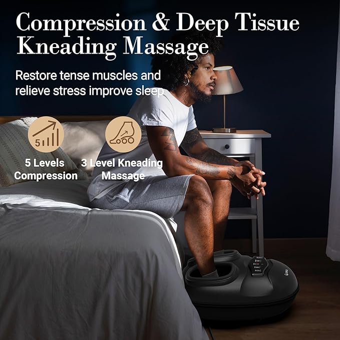 Shiatsu Foot Massager with Heat - Upgraded Foot Kneading Massage with App Control,Feet Massager for Plantar Fasciitis & Neuropathy Pain,Adjustable Compression & Heat,Fits Size Up to 13"