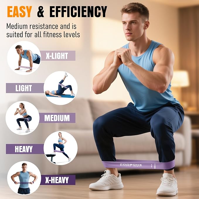 Resistance Bands for Working Out, Exercise Bands Resistance Bands Set with 5 Resistance Levels, Latex Loop Bands for Women Men, Workout Bands for Legs, Glutes, Strength Training, Yoga, Home Gym