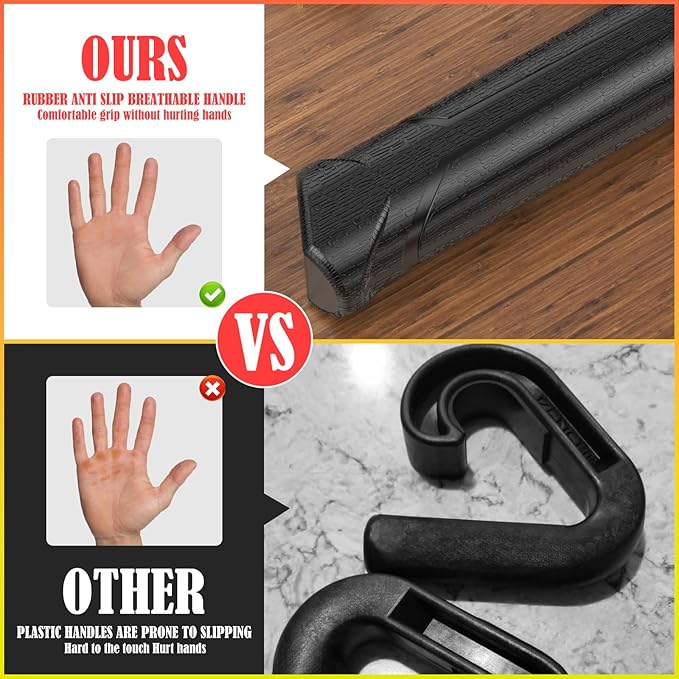Neutral Grip Handles for Pull Up Bar, Pull Up Handles with Ergonomic Portable Hooks for Home Gym, Calisthenics, Strength Training, Resistance Bands – Black