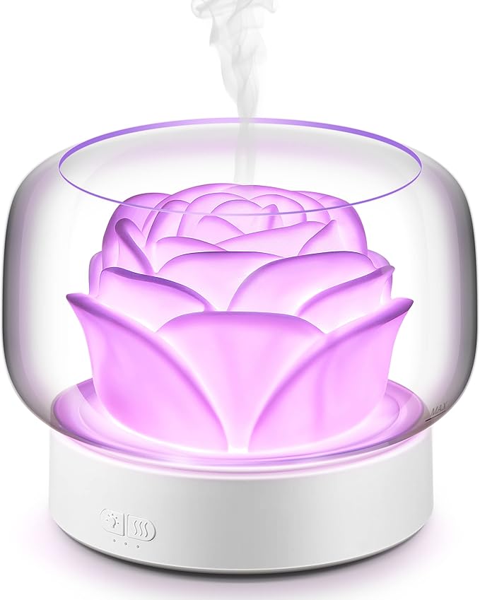 Diffusers for Essential Oils Large Room: SEVEYEE 500ml Aromatherapy Diffuser for Home Bedroom - Big Capacity Running 24 Hours Waterless Auto Off with 7 Colors Lights - White