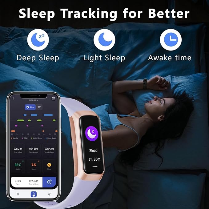 Fitness Tracker Activity Tracker 1.10''AMOLED Touch Color Screen,Smart Watch with 24/7 Blood Oxygen Heart Rate,Sleep Monitor,IP68 Waterproof,Step Counter Health for Women Men (Purple)