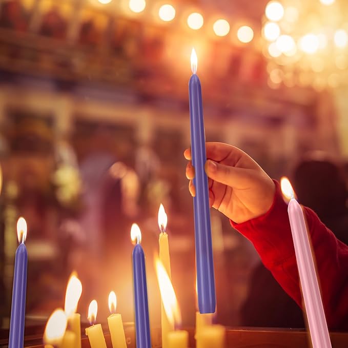 4 Pack Advent Taper Candles Premium Hand Dipped 10in Unscented Christmas Taper Candles - Ideal for Seasonal Celebrations, Holidays, Church, Celebration, Party