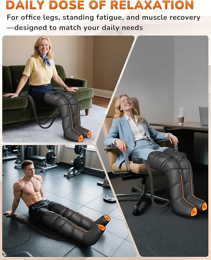 Leg Massager with Heat and Compression : Sequential Compression Boots with 6 Modes, 9 Intensity and 3 Heat – Leg Massager for Circulation and Pain Relief - Gifts for Mom,Dad,Seniors,Him,Her