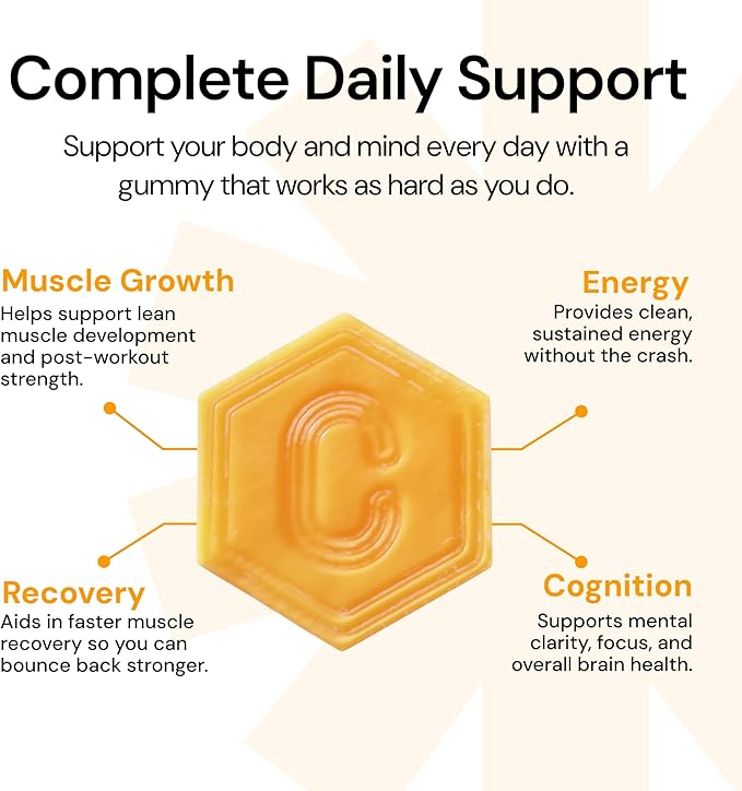 Create Creatine Monohydrate Gummies for Men & Women, Boost Focus, Strength, and Endurance, Anti-Melting Formula, Vegan, Gluten-Free, Non-GMO, 1.5g of Creatine per Gummy (Orange, 90 ct)