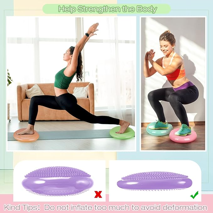 Amylove 13 Pcs Wiggle Seat Inflated Wobble Cushion for Sensory Kid 13 Inch Balance Disc Kids Flexible Seating Exercise Sensory Pad Chair Cushion for Classroom Office School