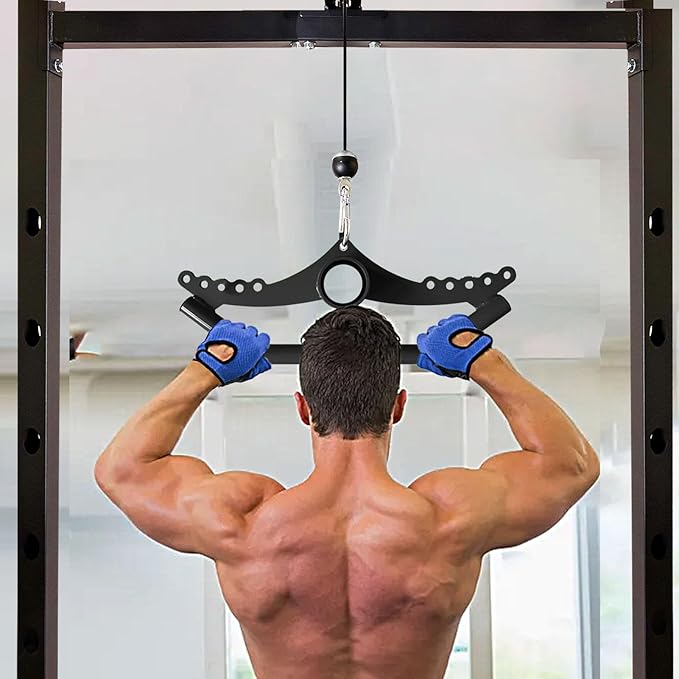 KORIKAHM Adjustable Lat Pull down Bar, Cable Machine Attachments for Gym, Home Gym Fitness T-bar Row Pulldown Attachments, Lat Pull Down Machine Wide Grip Neutral Grip Handle