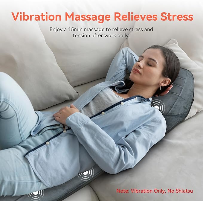 Massager Pad, Back Massager with Heat and 10 Vibrating Motors for Pain Relief, Body Massage for Back, Lumbar,Leg, Gifts for Men Women, Long 53"