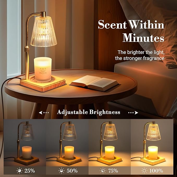 Marycele Candle Warmer Lamp with Timer Dimmer, Christmas Birthday Gifts for Mom Women Sister Her, House Warming Gifts, Thanksgiving Decorations for Office Room Home Decor, Clear Adjustable Wax Warmer