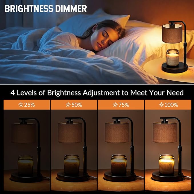 Candle Warmer Lamp with Timer, Dimmable Candle Wax Warmer with 2 Light Bulbs, Height Adjustable Electric Candle Light Scented Candles, Home Room Decor, Gifts for Women Mom