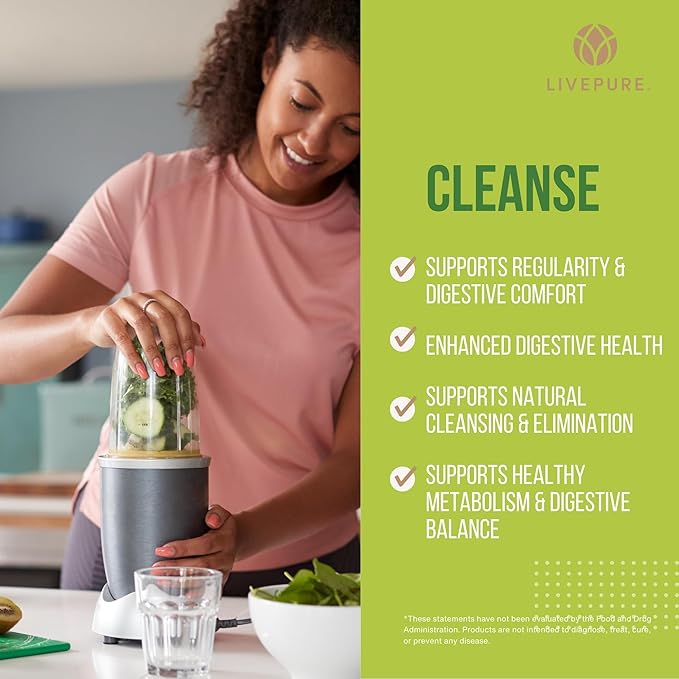 PURE Live Cleanse | Vegan Formula for Better Digestion & Encourages Gut Health - Non-GMO - 60 Capsules