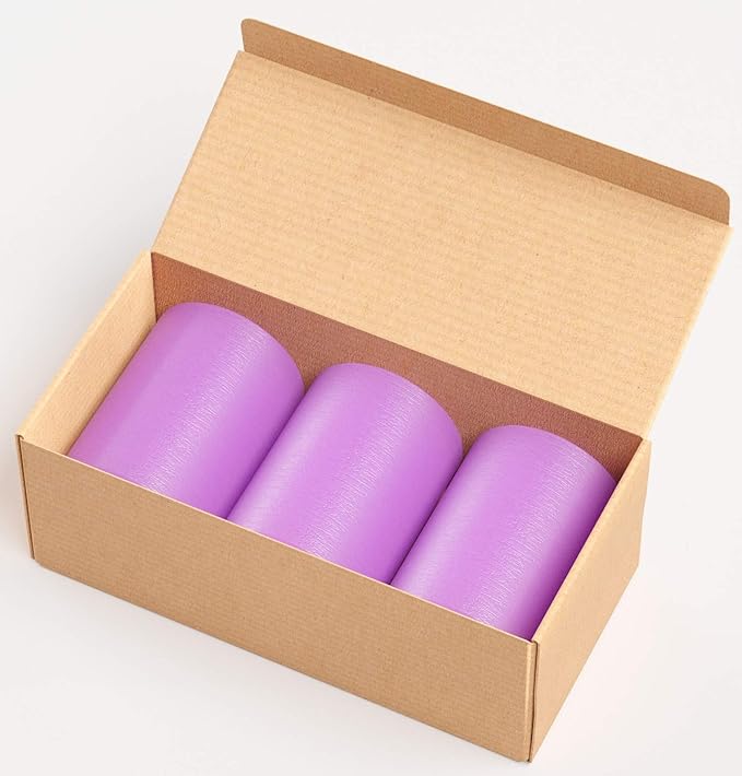 Set of 3 Pillar Candles 3" x 4" Unscented Handpoured Weddings, Home Decoration, Restaurants, Spa, Church Smokeless Cotton Wick - Lilac