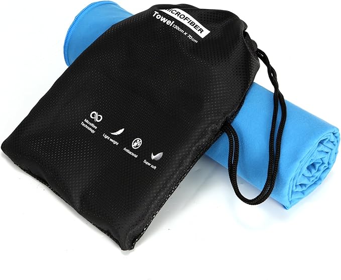 Microfiber Beach Towel Perfect for Travel, Sports, Camping, Swimming, Yoga, Gym-Quick Dry, Sand Free, Compact, Lightweight, Absorbent(Blue,X-Large(200x90cm, 78x35”))