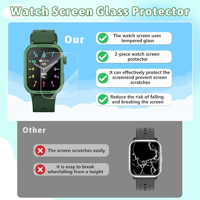 Kids Smart Watch for Boy Girl, Kids Watches with 19 Sport Modes, Heart Rate, Sleep Monitor, Pedometer, Alarm Clock, IP68 Waterproof Fitness Tracker, Gift for 6-16 Year Old Boys Girls Toys (Green)
