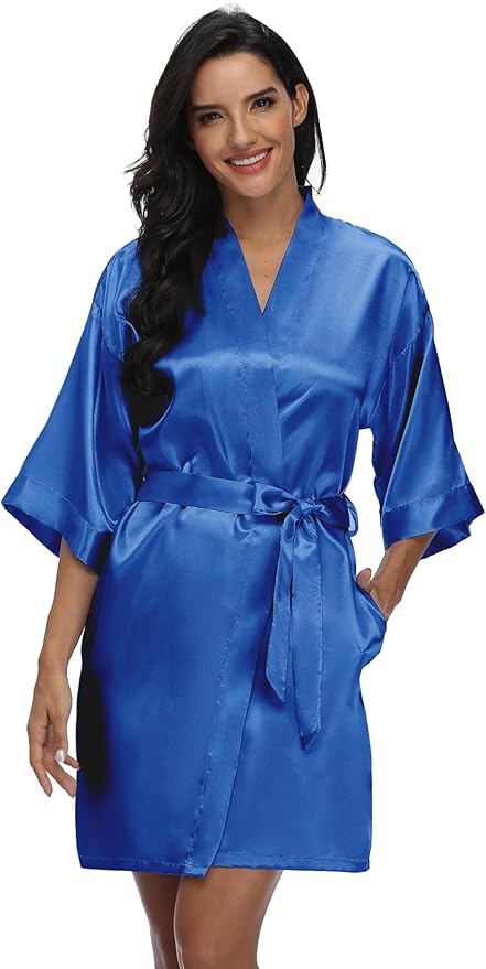 Women's Pure Short Silky Robes Bridesmaid Bride Party Satin Robes Sleepwear