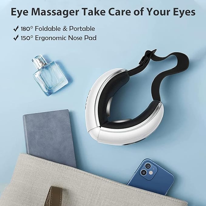 Eye Massager with Heat and Cooling for Migraines Dry Eyes Heated Eye Massager for Sleeping Travel Gifts for Women and Men